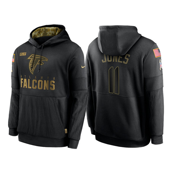Men's Atlanta Falcons #11 Julio Jones 2020 Black Salute to Service Sideline Performance Pullover Hoodie